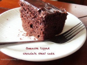 Ganache Topped Chocolate Sheet Cake from myediblejourney.com