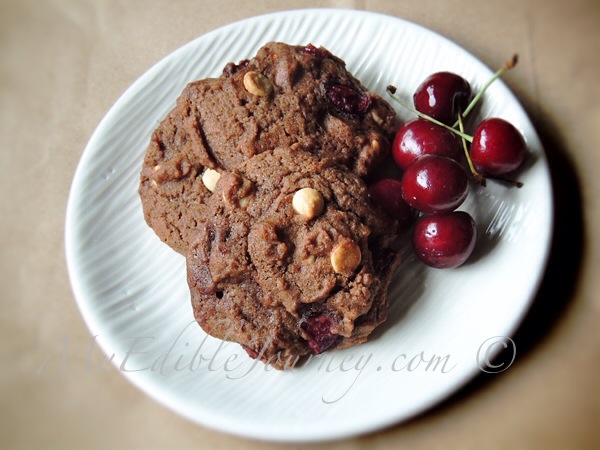 Double Chocolate Cherry Chip Cookies |My Edible Journey