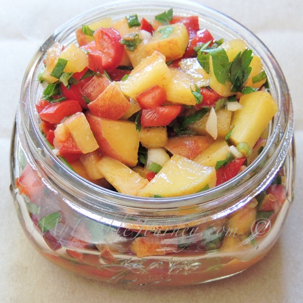 Peach and Lemon Balm Salsa |My Edible Journey