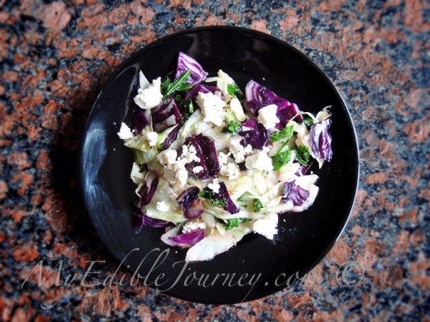 Cabbage and Kale with Honey and Feta | My Edible Journey