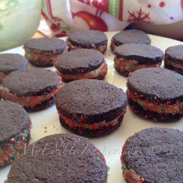 Chocolate mint sandwich cookies | My Edible Journey